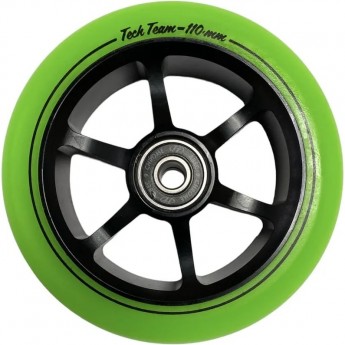 Колесо TECH TEAM для самоката X-Treme 110*24мм, 6ST,green Колесо TECH TEAM для самоката X-Treme 110*24мм, 6ST,green